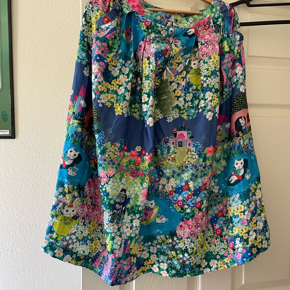Yumi Kitagishi x Mushroom Cat Garden Skirt Size L Elastic Waist 28–36” NWT